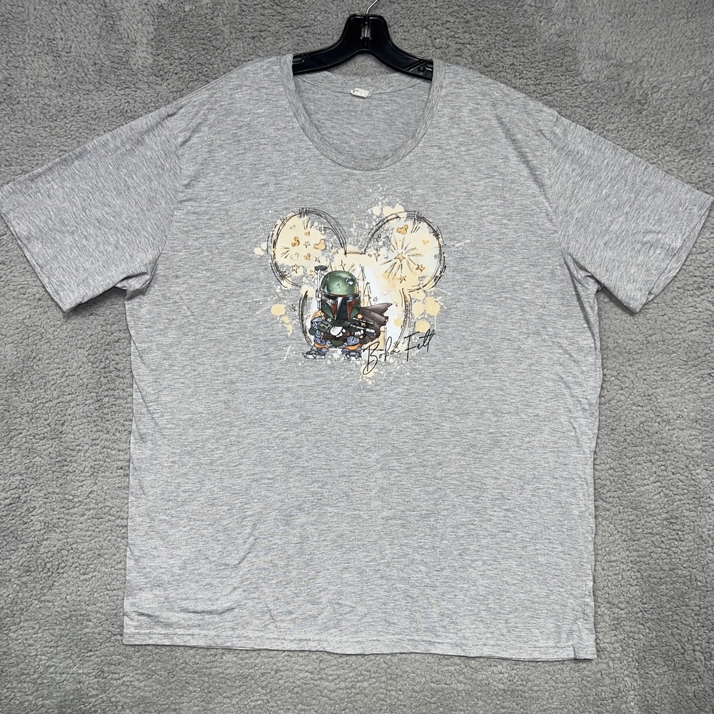 Star Wars Boba Fett Mickey Mouse Disney T‎ Shirt Mens Sz 3XL XXXL Gray Tee